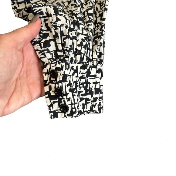 Kate Spade Reade Tie Neck Patterned Blouse in Black/White Size 8 - Picture 6 of 9